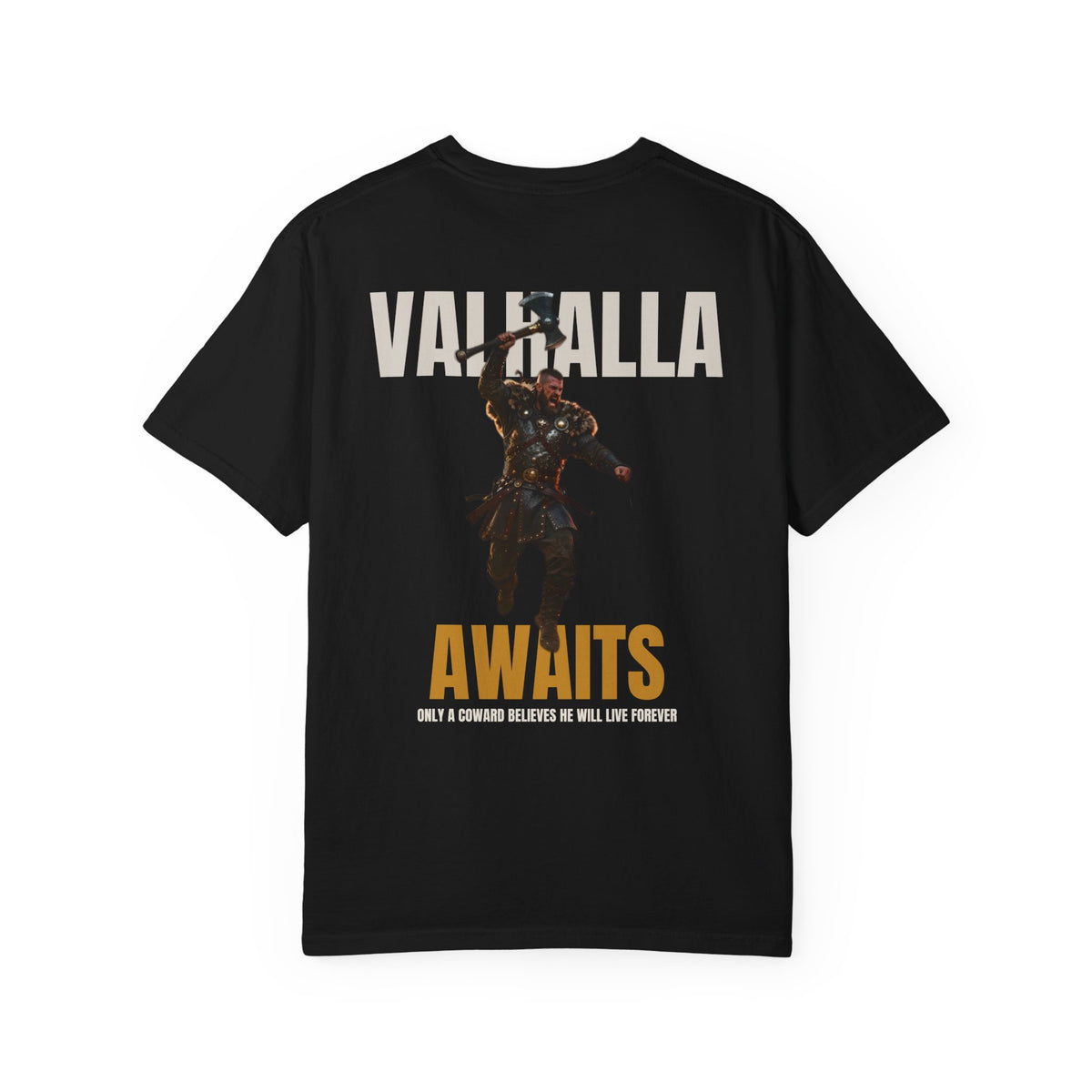 ForgedLoot - Valhalla Awaits Tee - Black - back | color:Black
