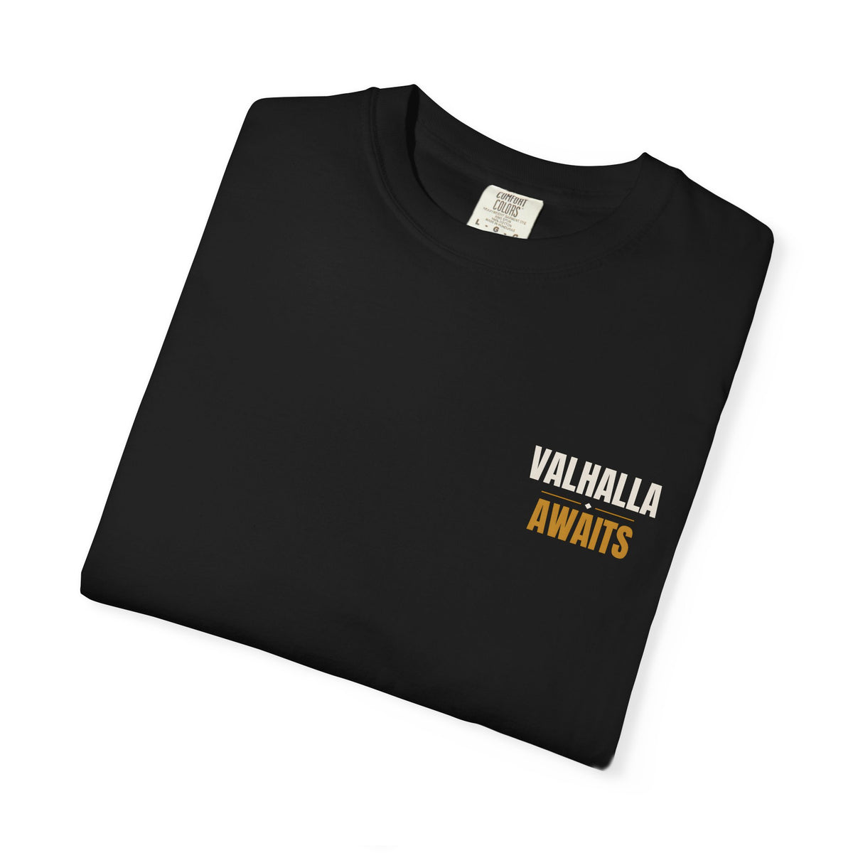 ForgedLoot - Valhalla Awaits Tee - Black - folded | color:Black