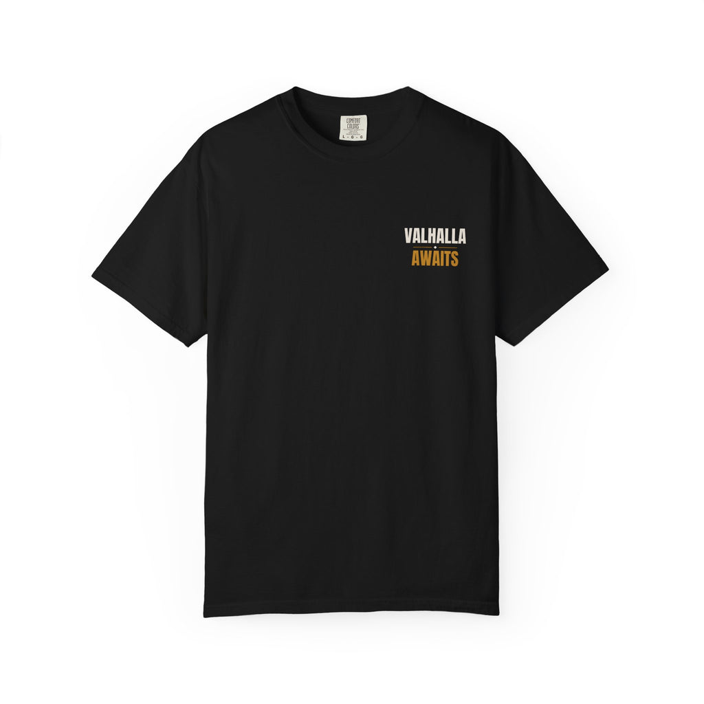 ForgedLoot - Valhalla Awaits Tee - Black - front | color:Black