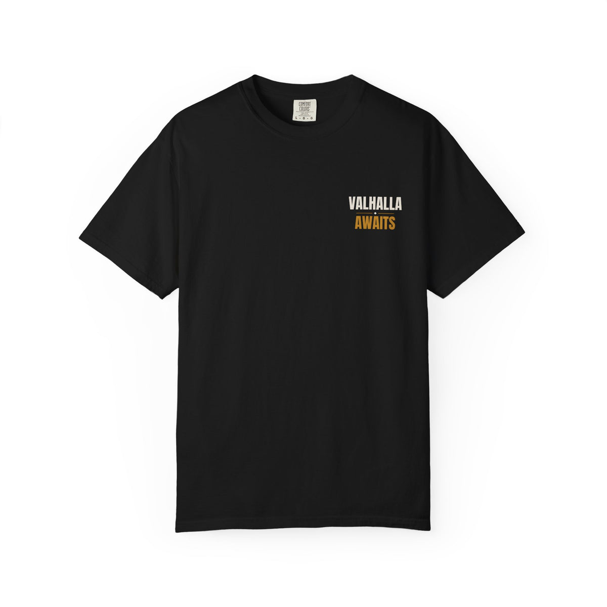 ForgedLoot - Valhalla Awaits Tee - Black - front | color:Black