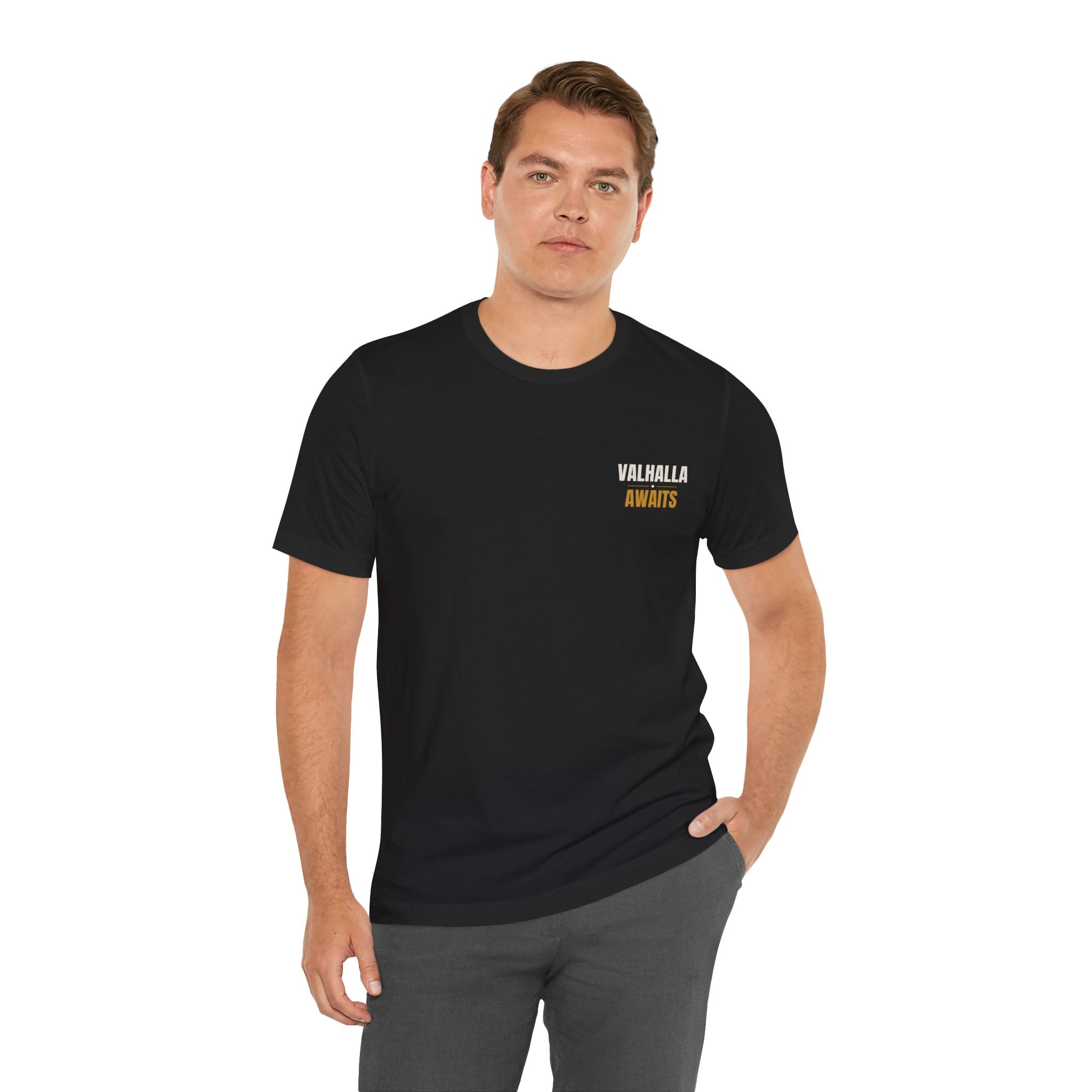 ForgedLoot - Valhalla Awaits Tee - Black - person | color:Black