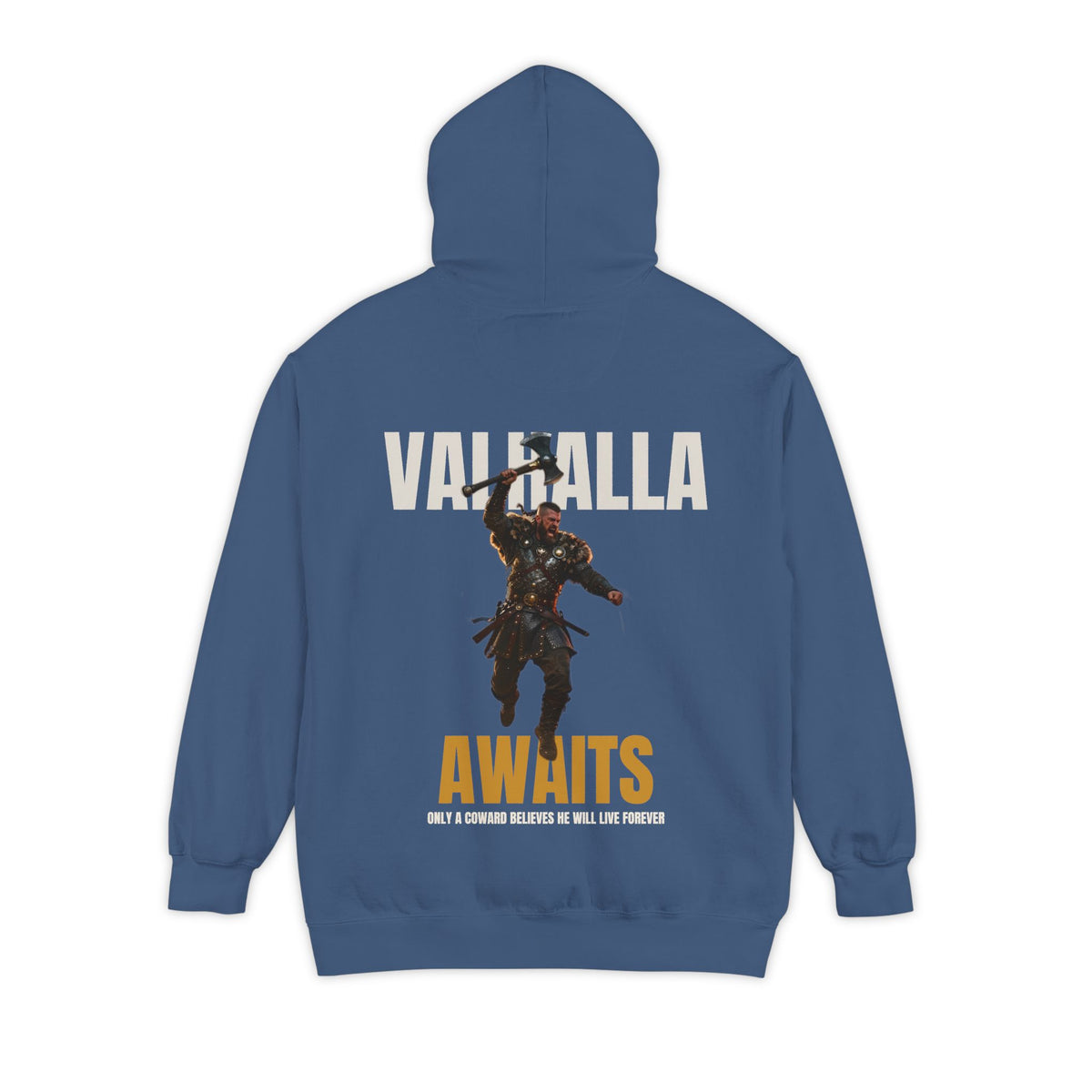 ForgedLoot - Valhalla Awaits Hoodie - True Navy - back | color:True Navy