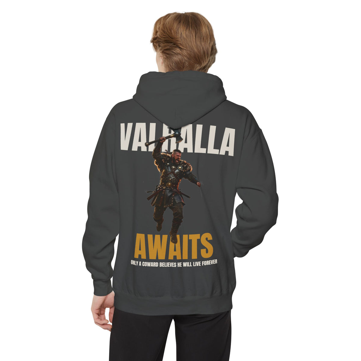 ForgedLoot - Valhalla Awaits Hoodie - Pepper - person-2 | color:Pepper